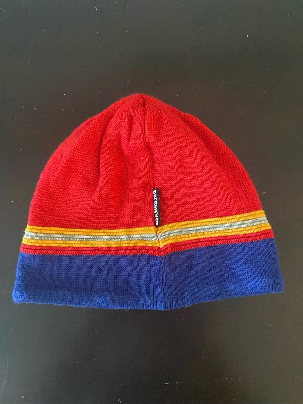 Obermeyer Red, Blue & Yellow Stripe Knit Kids Beanie